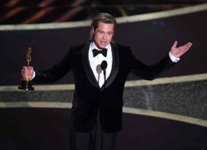 HOLLYWOOD, CALIFORNIA - FEBRUARY 09: Brad Pitt accepts the Actor in a Supporting Role award for 'Once Upon a Time...in Hollywood' onstage during the 92nd Annual Academy Awards at Dolby Theatre on February 09, 2020 in Hollywood, California. (Image: Getty)