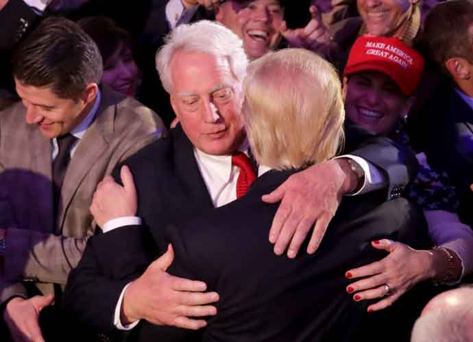 NEW YORK, NY - NOVEMBER 09: Republican president-elect Donald Trump (R) hugs his brother Robert Trump after delivering his acceptance speech at the New York Hilton Midtown in the early morning hours of November 9, 2016 in New York City. Donald Trump defeated Democratic presidential nominee Hillary Clinton to become the 45th president of the United States.