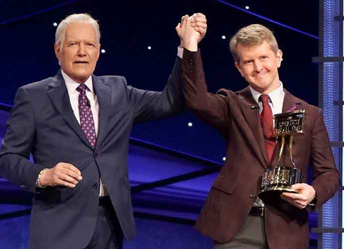 Alex Trebek & Ken Jennings on 'Jeopardy' set (Image: Courtesy Jeopardy)