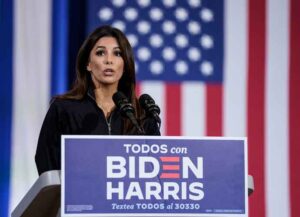 KISSIMMEE, FL - SEPTEMBER 15: Actress Eva Longoria speaks at a Hispanic heritage event with Democratic presidential nominee and former Vice President Joe Biden at Osceola Heritage Park on September 15, 2020 in Kissimmee, Florida. National Hispanic Heritage Month in the United States runs from September 15th to October 15th.