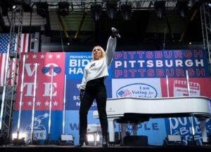 PITTSBURGH, PA - NOVEMBER 02: Lady Gaga performs in support of Democratic presidential nominee Joe Biden during a drive-in campaign rally at Heinz Field on November 02, 2020 in Pittsburgh, Pennsylvania. One day before the election, Biden is campaigning in Pennsylvania, a key battleground state that President Donald Trump won narrowly in 2016. (Image: Getty)