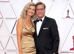 LOS ANGELES, CALIFORNIA – APRIL 25: (EDITORIAL USE ONLY) In this handout photo provided by A.M.P.A.S., (L-R) Paulina Porizkova and Aaron Sorkin attend the 93rd Annual Academy Awards at Union Station on April 25, 2021 in Los Angeles, California. (Photo by Matt Petit/A.M.P.A.S. via Getty Images)