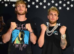 MIAMI BEACH, FL - APRIL 18: Logan Paul and Jake Paul attend Jake Paul afterparty hosted by Celebrity Sports Entertainment (CSE) at The Villa Casa Casuarina At The Former Versace Mansion on April 18, 2021 in Miami Beach, Florida. Jake Paul made an appearance to his afterparty to celebrate his win after defeating Ben Askren in a first round TKO bout yesterday inside Mercedes-Benz Stadium in Atlanta. (Photo by Johnny Louis/Getty Images)