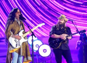 NASHVILLE, TENNESSEE - JUNE 09: H.E.R. and Chris Stapleton perform onstage for the 2021 CMT Music Awards at Bridgestone Arena on June 09, 2021 in Nashville, Tennessee. (Photo by Erika Goldring/Getty Images for CMT)