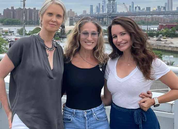 Sarah Jessica Parker, Cynthia Nixon and Kristen Davis at Sex And The City table read (Image: Instagram)