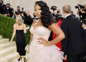 NEW YORK, NEW YORK - SEPTEMBER 13: Megan Thee Stallion attends The 2021 Met Gala Celebrating In America: A Lexicon Of Fashion at Metropolitan Museum of Art on September 13, 2021 in New York City. (Photo by Theo Wargo/Getty Images)