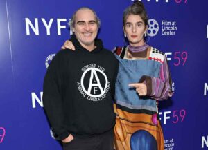 NEW YORK, NEW YORK - OCTOBER 04: Actors Joaquin Phoenix and Gaby Hoffmann attend the photo call for 'C'mon C'mon' during the 59th New York Film Festival at Elinor Bunin Munroe Film Center on October 04, 2021 in New York City. (Photo by Cindy Ord/Getty Images)