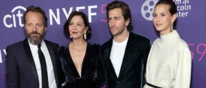 NEW YORK, NEW YORK - SEPTEMBER 29: (L-R) Peter Sarsgaard, Maggie Gyllenhaal, Jake Gyllenhaal and Jeanne Cadieu attend the premiere of "The Lost Daughter" during the 59th New York Film Festival at Alice Tully Hall, Lincoln Center on September 29, 2021 in New York City. (Photo by Jamie McCarthy/Getty Images)