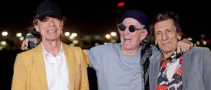 BURBANK, CALIFORNIA - OCTOBER 11: (L-R) Mick Jagger, Keith Richards, and Ronnie Wood of The Rolling Stones touch down at Hollywood Burbank Airport on October 11, 2021 ahead of their shows at SoFi Stadium on October 14, 2021 and October 17, 2021 for their NO FILTER Tour. (Photo by Frazer Harrison/Getty Images)