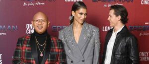 LONDON, ENGLAND - DECEMBER 05: (L-R) Jacob Batalon, Zendaya and Tom Holland attend a photocall for "Spiderman: No Way Home" at The Old Sessions House on December 05, 2021 in London, England. (Photo by Gareth Cattermole/Getty Images)