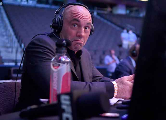 JACKSONVILLE, FLORIDA - MAY 09: Announcer Joe Rogan reacts during UFC 249 at VyStar Veterans Memorial Arena on May 09, 2020 in Jacksonville, Florida. (Photo by Douglas P. DeFelice/Getty Images)