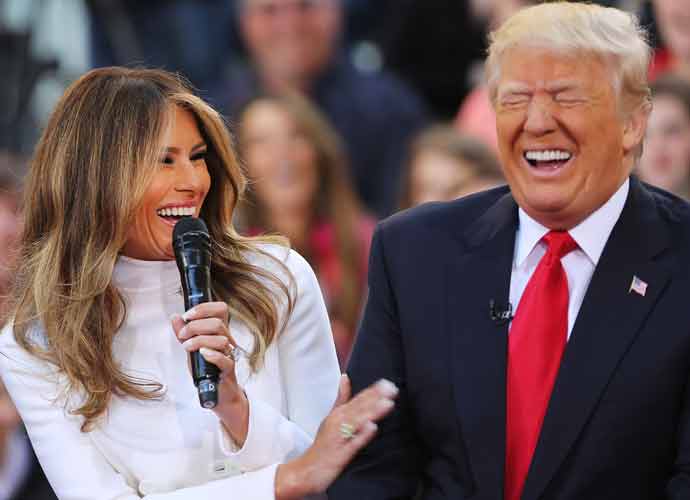 NEW YORK, NY - APRIL 21: Republican presidential candidate Donald Trump sits with his wife Melania Trump while appearing at an NBC Town Hall at the Today Show on April 21, 2016 in New York City. The GOP front runner appeared with his wife and family and took questions from audience members (Image: Getty)