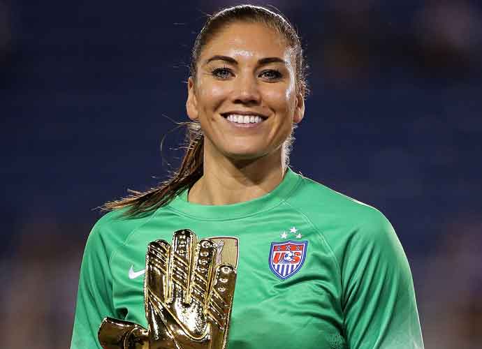 BOCA RATON, FL - MARCH 09: Hope Solo #1 of the United States poses with the Golden Glove award after winning a match against Germany in the 2016 SheBelieves Cup at FAU Stadium on March 9, 2016 in Boca Raton, Florida. (Photo by Mike Ehrmann/Getty Images)