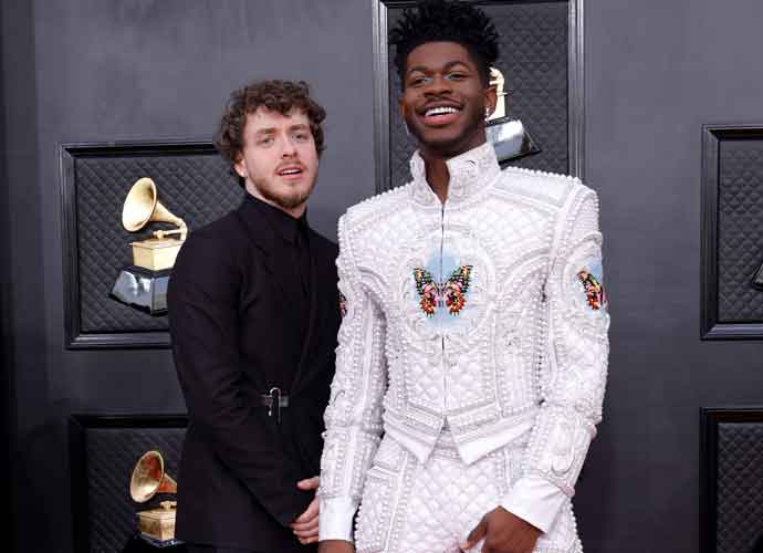 AS VEGAS, NEVADA - APRIL 03: (L-R) Jack Harlow and Lil Nas X attend the 64th Annual GRAMMY Awards at MGM Grand Garden Arena on April 03, 2022 in Las Vegas, Nevada. (Photo by Amy Sussman/Getty Images)