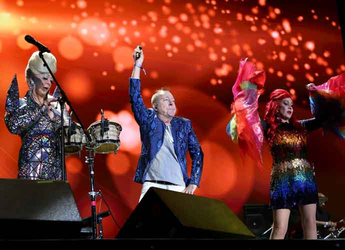 MEXICO CITY, MEXICO - NOVEMBER 16: Cindy Wilson, Fred Schneider and Kate Pierson of The B-52's performs during day one of the Festival Corona Capital 2019 at Foro Sol on November 16, 2019 in Mexico City, Mexico. (Photo by Adrián Monroy/Medios y Media/Getty Images)