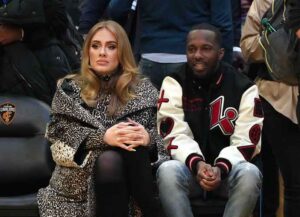 CLEVELAND, OHIO - FEBRUARY 20: (L-R) Adele and Rich Paul attend the 2022 NBA All-Star Game at Rocket Mortgage Fieldhouse on February 20, 2022 in Cleveland, Ohio. (Photo by Kevin Mazur/Getty Images)
