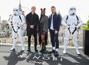 LONDON, ENGLAND - MAY 12: Hayden Christensen, Moses Ingram and Ewan McGregor attend the "Obi-Wan Kenobi" photocall at the Corinthia Hotel London on May 12, 2022 in London, England. (Photo by Kate Green/Getty Images)