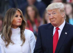 NEW YORK, NY - APRIL 21: Republican presidential candidate Donald Trump sits with his wife Melania Trump while appearing at an NBC Town Hall at the Today Show on April 21, 2016 in New York City. The GOP front runner appeared with his wife and family and took questions from audience members. (Photo by Spencer Platt/Getty Images)