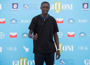 GIFFONI VALLE PIANA, ITALY - JULY 23: Khabane "Khaby" Lame attends the photocall at the Giffoni Film Festival 2021 on July 23, 2021 in Giffoni Valle Piana, Italy. (Photo by Teresa Biancorrosso/Getty Images)