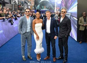 LONDON, ENGLAND - JUNE 13: (L-R) Chris Evans, Keke Palmer, Taika Waititi and Tim Peake attend the UK Premiere of Disney Pixars' "Lightyear" on June 13, 2022 in London, England. (Photo by Gareth Cattermole/Getty Images for Walt Disney Studios Motion Pictures UK)