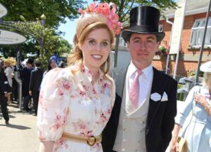 ASCOT, ENGLAND - JUNE 14: Princess Beatrice of York, wearing a Zimmermann dress and millinery by Juliette Botterill Millinery, and Edoardo Mapelli Mozzi attend Royal Ascot 2022 at Ascot Racecourse on June 14, 2022 in Ascot, England. (Photo by David M. Benett/Dave Benett/Getty Images for Royal Ascot)