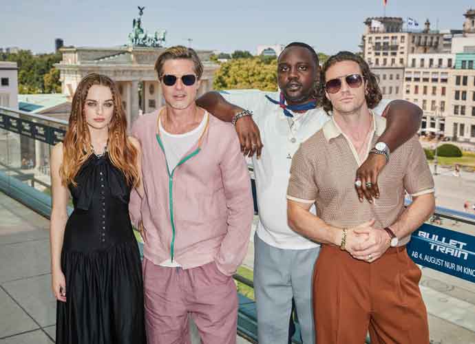 BERLIN, GERMANY - JULY 19: (L-R) Actors Joey King, Brad Pitt, Brian Tyree Henry and Aaron Taylor-Johnson attend the 