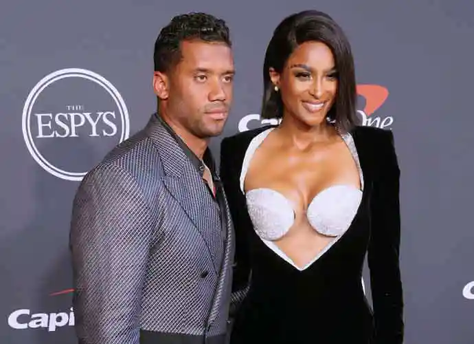 HOLLYWOOD, CALIFORNIA - JULY 20: (L-R) Russell Wilson and Ciara attend the 2022 ESPYs at Dolby Theatre on July 20, 2022 in Hollywood, California. (Photo by Leon Bennett/Getty Images)