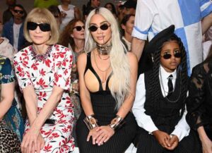 PARIS, FRANCE - JULY 06: (L-R) Anna Wintour, Kim Kardashian and North West attend the Jean-Paul Gaultier Haute Couture Fall Winter 2022 2023 show as part of Paris Fashion Week on July 06, 2022 in Paris, France. (Photo by Pascal Le Segretain/Getty Images)
