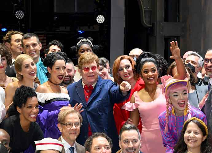 CHICAGO, ILLINOIS - AUGUST 03: Elton John visits with the company of 