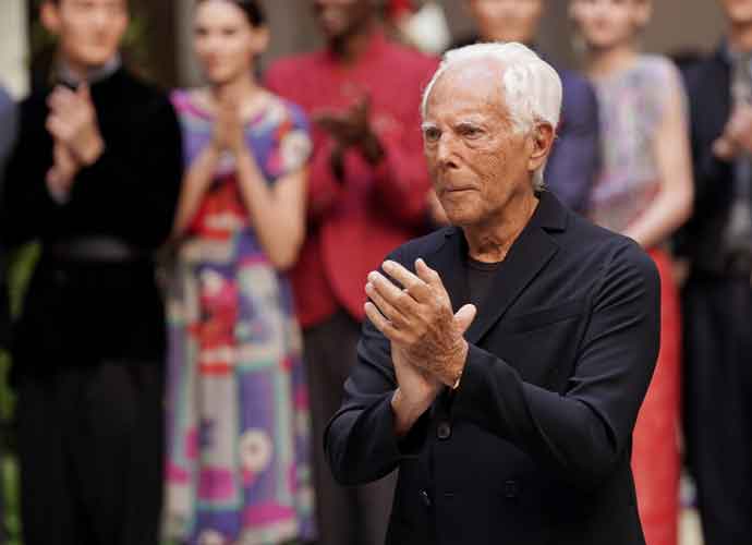 MILAN, ITALY - JUNE 17: Fashion designer Giorgio Armani acknowledges the audience at the Giorgio Armani fashion show during the Milan Men's Fashion Week Spring/Summer 2020 on June 17, 2019 in Milan, Italy. (Photo by Vittorio Zunino Celotto/Getty Images)