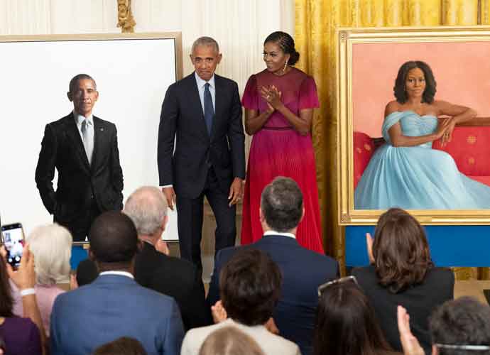 WASHINGTON, DC - SEPTEMBER 07: Former U.S. President Barack Obama and First Lady Michelle Obama participate in a ceremony to unveil their official White House portraits at the White House on September 7, 2022 in Washington, DC. The Obama’s portraits will be the first official portraits added to the White House Collection since President Obama held an unveiling ceremony for George W. Bush and Laura Bush in 2012. (Photo by Kevin Dietsch/Getty Images)