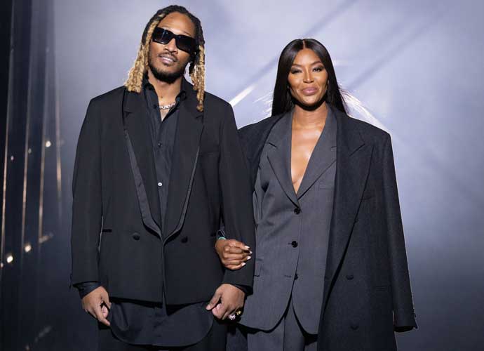 MILAN, ITALY - SEPTEMBER 22: Rapper Future and Naomi Campbell pose for the finale of the runway of the Boss Fashion Show during the Milan Fashion Week Womenswear Spring/Summer 2023 on September 22, 2022 in Milan, Italy. (Photo by Andreas Rentz/Getty Images)
