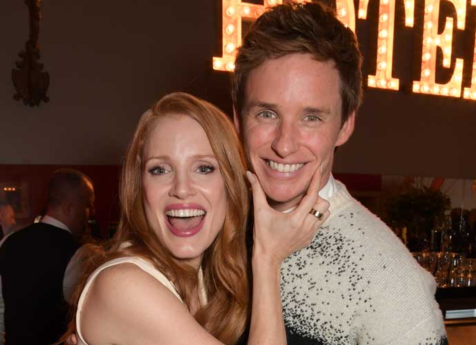 LONDON, ENGLAND - OCTOBER 09: Jessica Chastain and Eddie Redmayne attend a special screening and Q&A for 