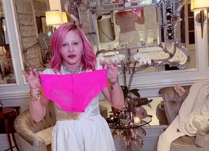 Madonna displays pink underwear during TikTok challenge (Image: TikTok)