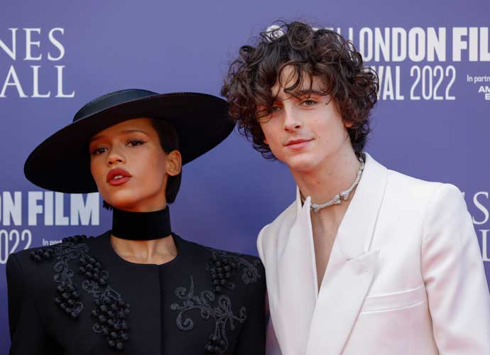 ONDON, ENGLAND - OCTOBER 08: Taylor Russell and Timothée Chalamet attends the 