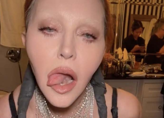 Madonna sticks her tongue out in TikTok video (Image: TikTok)