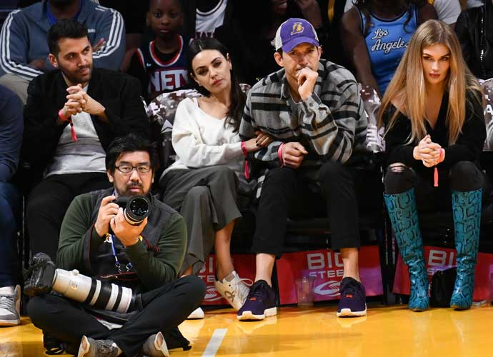 LOS ANGELES, CALIFORNIA - NOVEMBER 13: Mila Kunis and Ashton Kutcher attend a basketball between the Los Angeles Lakers and the Brooklyn Nets at Crypto.com Arena on November 13, 2022 in Los Angeles, California. (Photo by Allen Berezovsky/Getty Images)