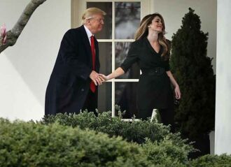 Trump Appoints Loyalists Hope Hicks, Richard Grenell & Pam Bondi To Federal Advisory Boards Full view WASHINGTON, DC - MARCH 29: U.S. President Donald Trump shakes hands with Communications Director Hope Hicks on her last day of work at the White House before he departs March 29, 2018 in Washington, DC. Trump is traveling to Ohio to deliver a speech on infrastructure before continuing on to Palm Beach for the Easter holiday weekend.