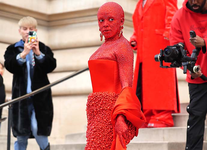 PARIS, FRANCE - JANUARY 23: Doja Cat attends the Schiaparelli Haute Couture Spring Summer 2023 show as part of Paris Fashion Week on January 23, 2023 in Paris, France. (Photo by Jacopo Raule/Getty Images)