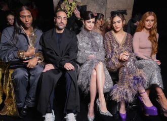 PARIS, FRANCE - JANUARY 25: (EDITORIAL USE ONLY - For Non-Editorial use please seek approval from Fashion House) Law Roach, Mohammed Al Turki, Sofia Carson, Araya A. Hargate and Marina Ruy Barbosa attend the Valentino Haute Couture Spring Summer 2023 show as part of Paris Fashion Week on January 25, 2023 in Paris, France. (Photo by Pascal Le Segretain/Getty Images)