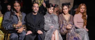 PARIS, FRANCE - JANUARY 25: (EDITORIAL USE ONLY - For Non-Editorial use please seek approval from Fashion House) Law Roach, Mohammed Al Turki, Sofia Carson, Araya A. Hargate and Marina Ruy Barbosa attend the Valentino Haute Couture Spring Summer 2023 show as part of Paris Fashion Week on January 25, 2023 in Paris, France. (Photo by Pascal Le Segretain/Getty Images)