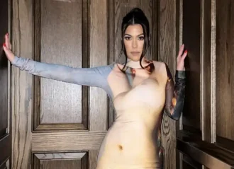 Kourtney Kardashian models "nude dress" (Image: Instagram)