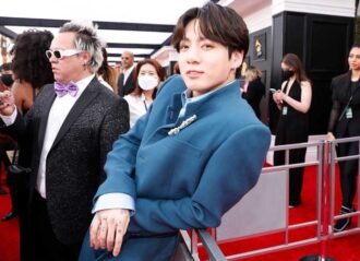 LAS VEGAS, NEVADA - APRIL 03: Jungkook of BTS attends the 64th Annual GRAMMY Awards at MGM Grand Garden Arena on April 03, 2022 in Las Vegas, Nevada. (Photo by Johnny Nunez/Getty Images for The Recording Academy)