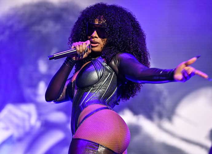 HOUSTON, TEXAS - MARCH 31: Megan Thee Stallion performs onstage during the AT&T Block Party at the NCAA March Madness Music Festival at Discovery Green on March 31, 2023 in Houston, Texas. (Photo by Derek White/Getty Images for Warner Bros. Discovery Sports)