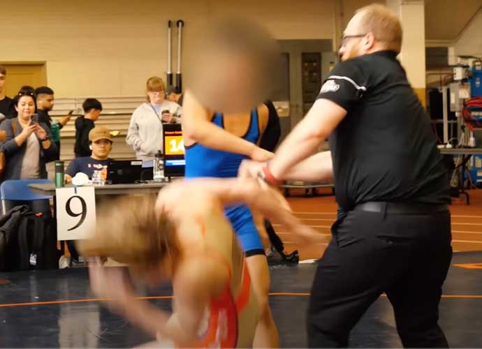 Cooper Corder of SPAR Academy punched by another wrestler on April 8 (Image: YouTube)
