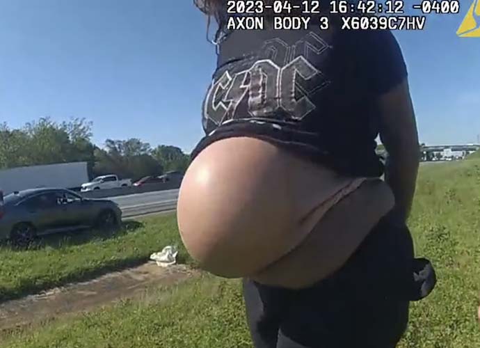 Bodycam footage shows fake pregnancy belly found to hold 1500 grams of cocaine (Image: Anderson County Sheriff)
