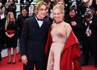 CANNES, FRANCE - MAY 16: Levon Roan Thurman-Hawke and Uma Thurman attend the "Jeanne du Barry" Screening & opening ceremony red carpet at the 76th annual Cannes film festival at Palais des Festivals on May 16, 2023 in Cannes, France. (Photo by Ernesto S. Ruscio/Getty Images for Campari)