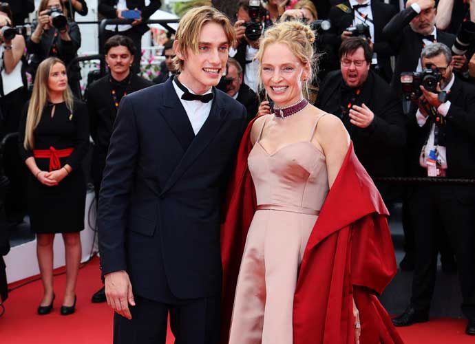 CANNES, FRANCE - MAY 16: Levon Roan Thurman-Hawke and Uma Thurman attend the 