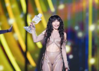 LIVERPOOL, ENGLAND - MAY 13: Sweden Entry Loreen wins The Eurovision Song Contest 2023 on stage at the Grand Final at the M&S Bank Arena on May 13, 2023 in Liverpool, England. (Photo by Dominic Lipinski/Getty Images)