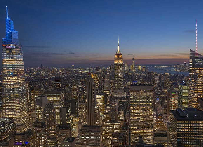 NEW YORK, NEW YORK - DECEMBER 05: The Manhattan skyline including One Vanderbilt, the second tallest office building in New York City, The Empire State Building, One World Trade Centre and Bank of America Tower on December 05, 2022 in New York, New York. (Photo by Anthony Devlin/Getty Images)